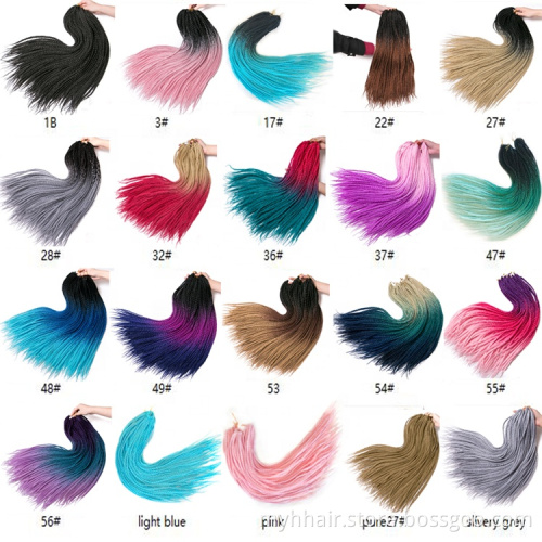 10 piece 22 Roots/pcs Ombre Synthetic Braiding Hair extension Heat Fiber Bulk pink,black Crochet braids 24 inch box braid